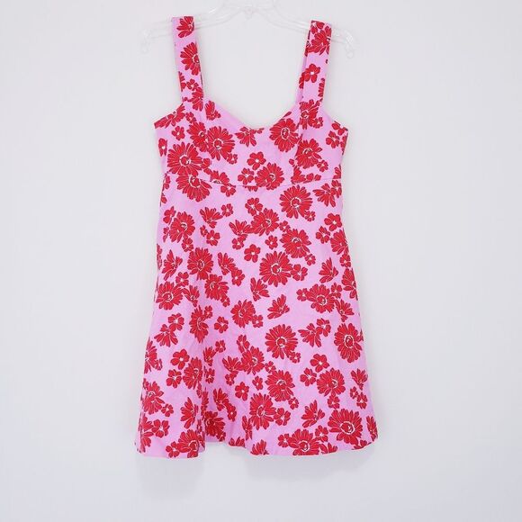 Draper James Henrietta Mini Dress Pink Dress with Red Floral Pattern Size 10 - Picture 7 of 10